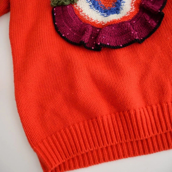 Rouje Paris Red Clown Face Knit 90% Wool Sequins Sweater S - Picture 5 of 13